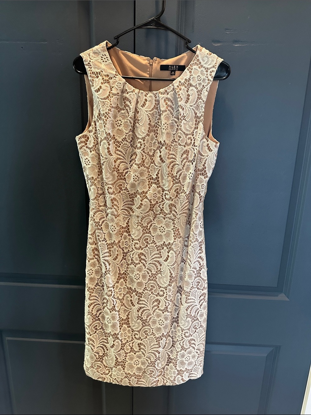 Alex Marie Cream Lace Midi Dress with Nude Lining